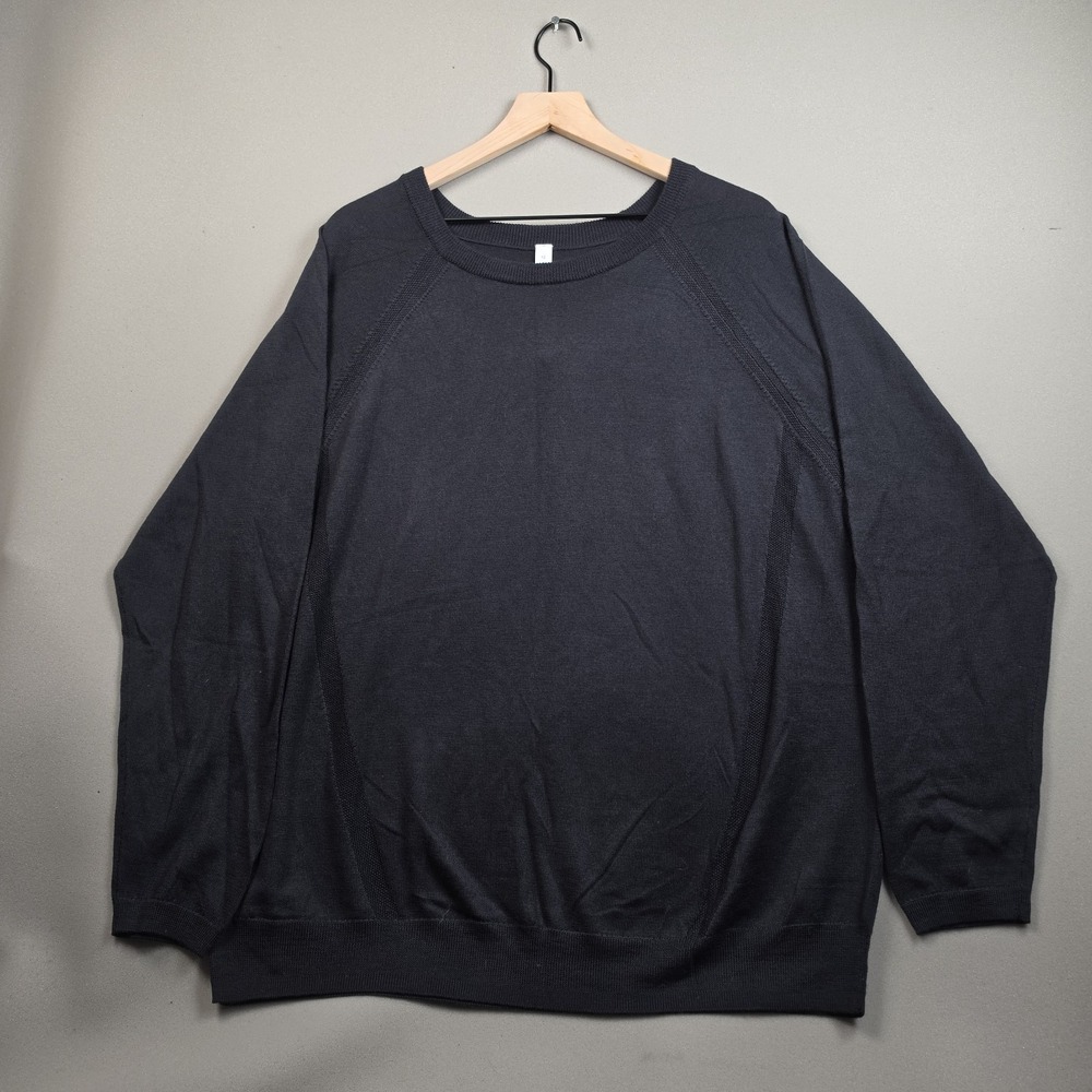 Lululemon Athletica 100% Merino Wool Crewneck Sweater Women 12 Black Raglan Knit